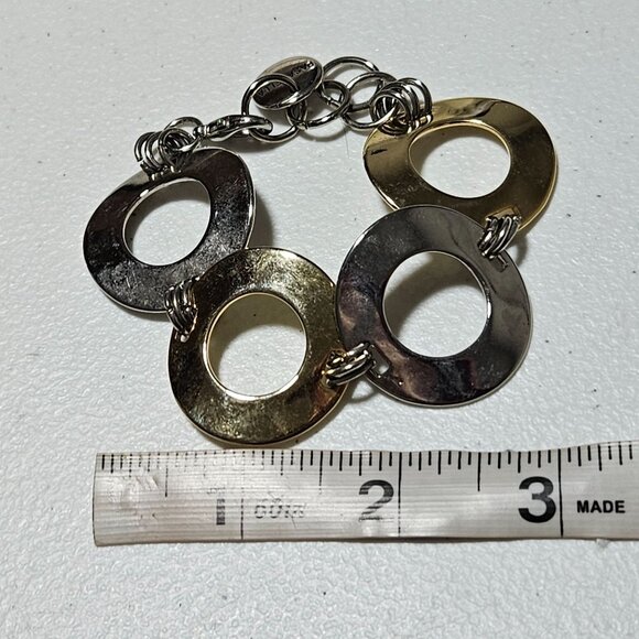 Elegant Two Tone Circular Link Statement Bracelet Pasarella Colombia Fashion - Picture 7 of 7